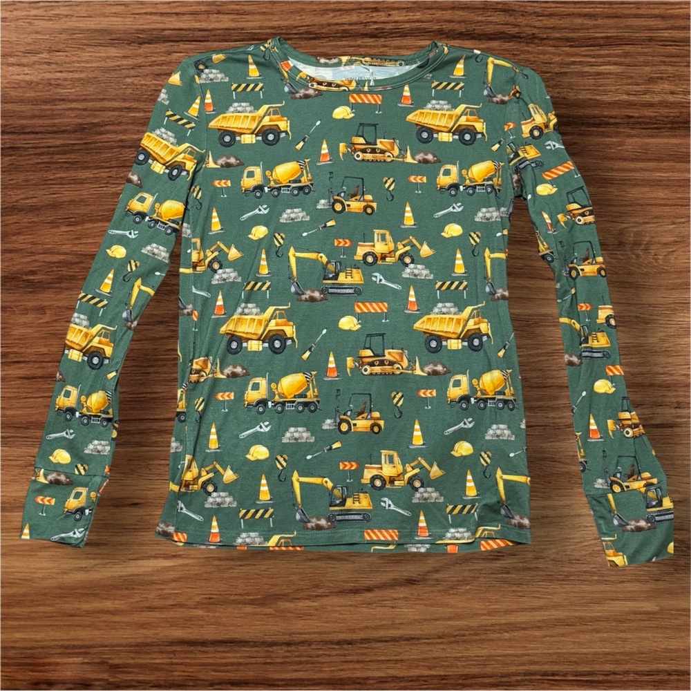 Posh Peanut Crawford Green Construction Bamboo Long Sleeve Top Size 10-12